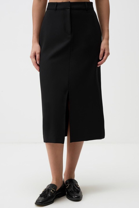 JIMMY KEY, Fusta midi cu slit frontal, Negru, S