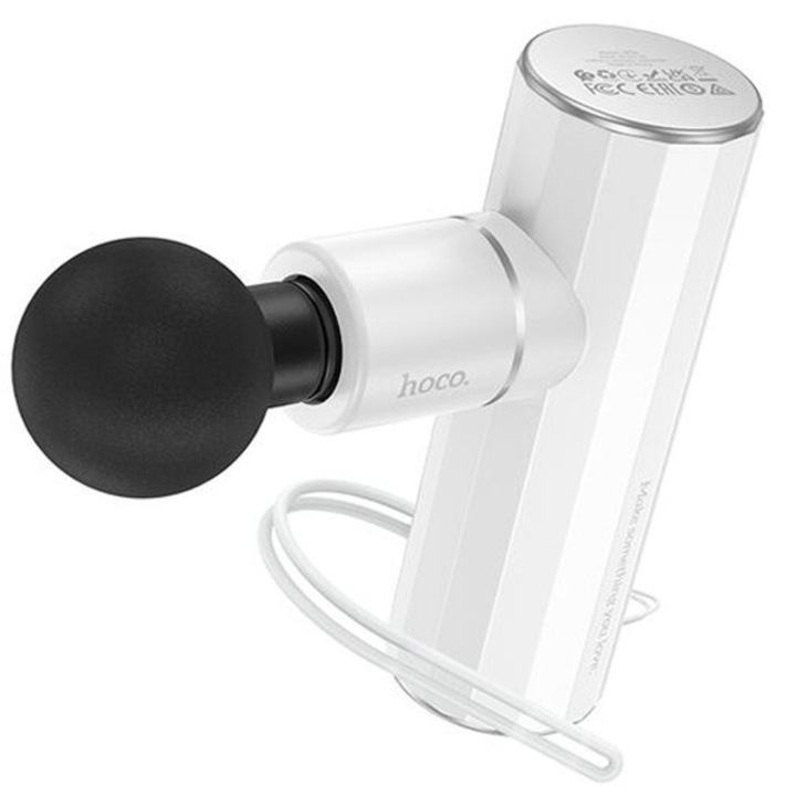 Mini masszírozó, Hoco HP50 masszírozó, 4 fej és több sebesség, 2000 mAh, fehér