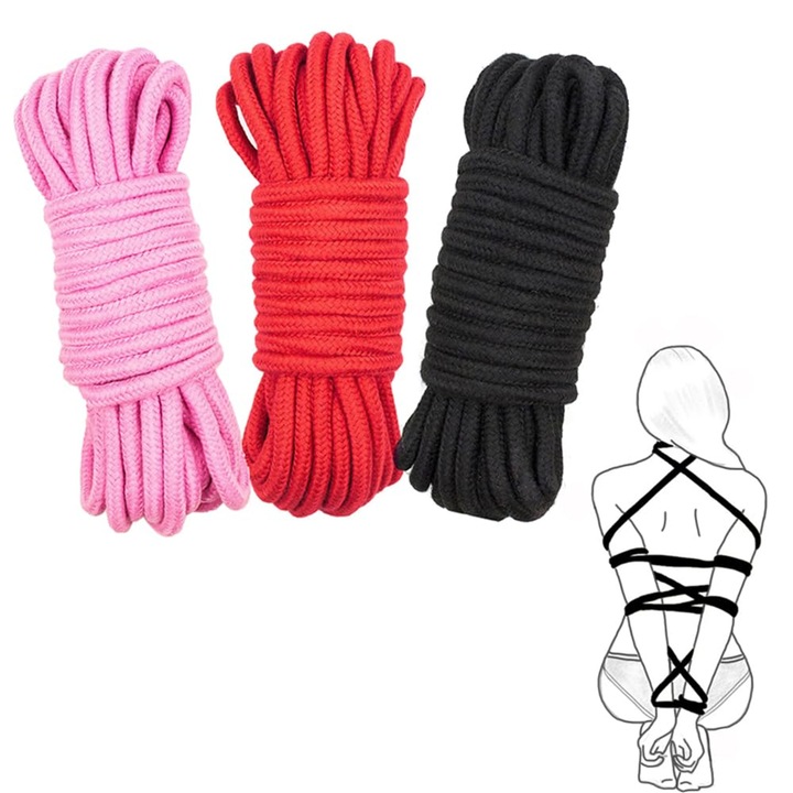 Set de 3 Schite de Legare din Bumbac Moale, pentru Jocuri Sexuale, Multicolor, pentru Adulti