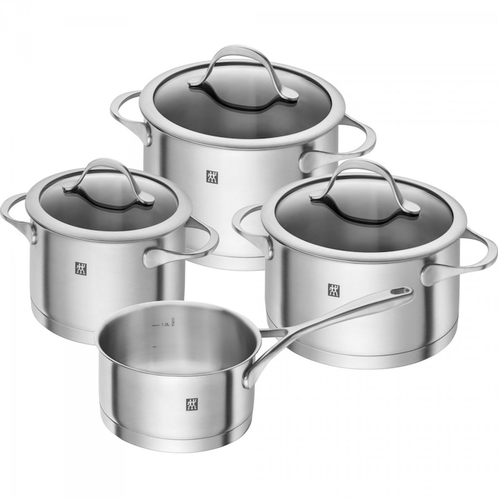 Комплект от 4 тенджери Zwilling, неръждаема стомана, 1,5-3,5 л, 16-20 см