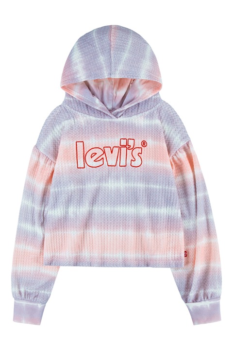 Levi's, Kapucnis batikolt mintás pulóver logóval, 158 CM, Barackszín/Halánylila
