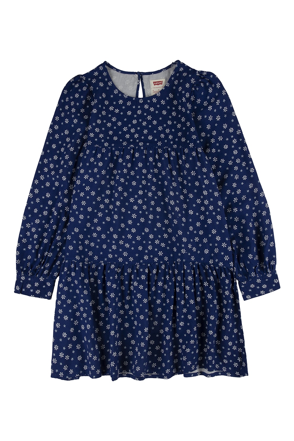 Levi's, Rochie cu model floral, Alb, Albastru inchis, 158 CM