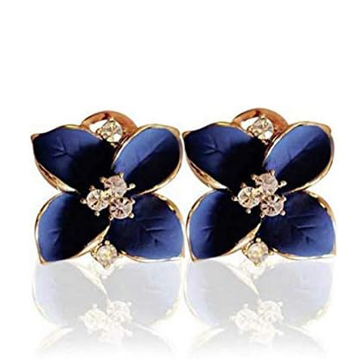 Cercei dama, model royal cu floare delicata, tematica special flower, albastri, EFAYN