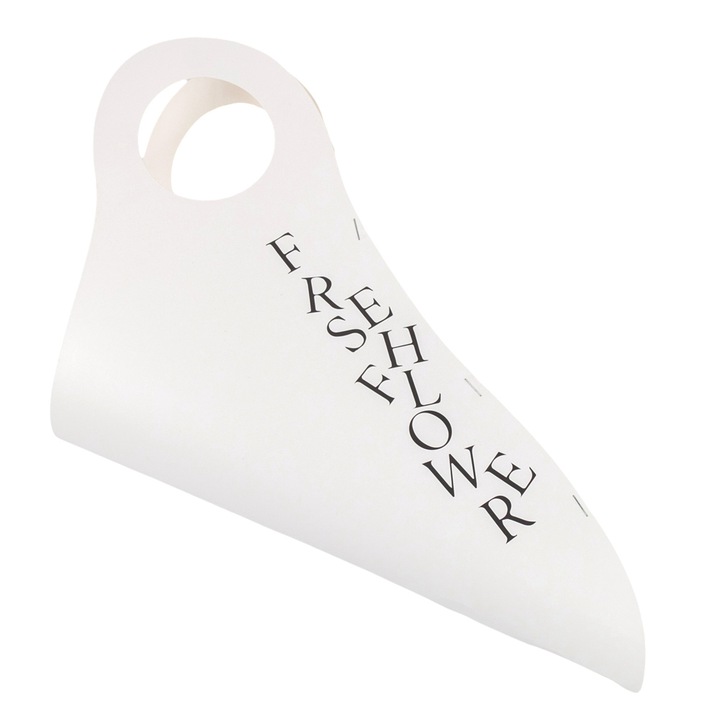 Cutie pentru flori cu maner rotund si mesaj Fresh Flowers - alb (set 10 buc) - 34x28cm, Createur