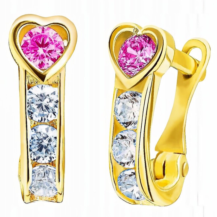 Cercei, Mennica Bydgoska, argint 925, pentru o fata, Inimi englezesti, auriu