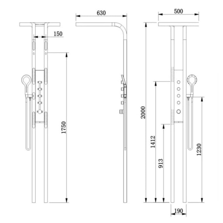 Душ панел TRENDY S, с хидромасаж, четири функции и LCD дисплей, сатениран вид