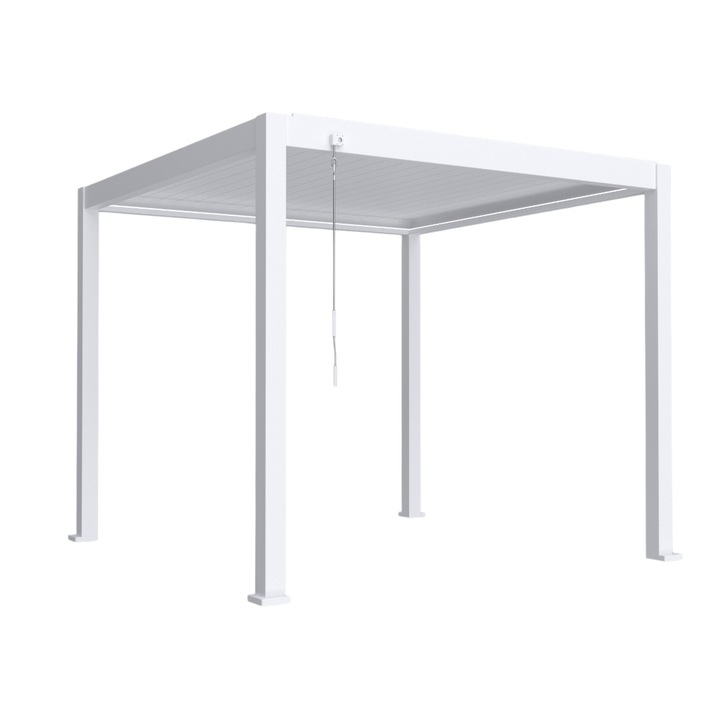 Pergola bioclimatica, iluminare LED, aluminiu, Naimeed D6791, 300x300x250cm, Alb