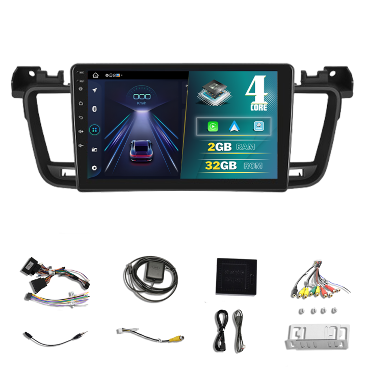 Navigatie Peugeot 508 2010 - 2018 dedicata Android, MaxTech®, Android 13, ecran de 9 inch, 2 GB Ram 32 GB functii GPS, DSP, EQ, Carplay, WIFI, Radio, Bluetooth, Waze