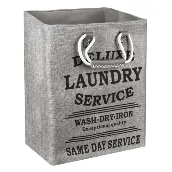 Cos de rufe Antbro® textil, cu manere din sfoara si piele artificiala, 33x33x45cm, 49L