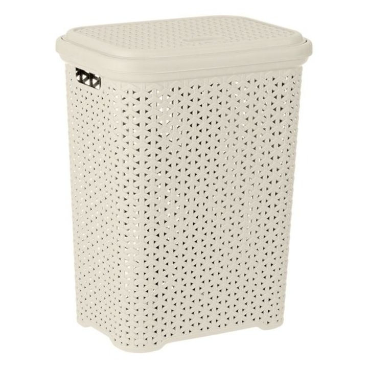 Cos de rufe Antbro® tip rattan de culoare ecru, 36x26x50cm, 35L