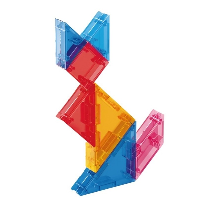 Joc magnetic Tangram, 7 piese magnetice, forme geometrice, 3 ani, eva, abs, 10.5 x 10.5 x 2.2 cm, Multicolor