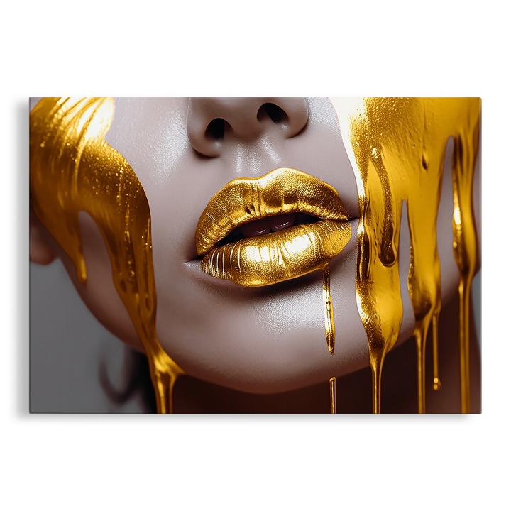 Tablou Canvas, Golden Makeup and Lips, 70x100 cm