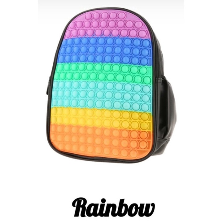 Rucsac JOY Pop It piele ecologica P11, 31 x 24 x 12 cm, Rainbow