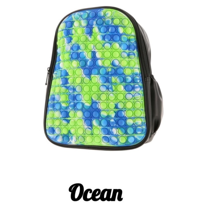 Rucsac Pop It piele ecologica P11, 31 x 24 x 12 cm, Ocean