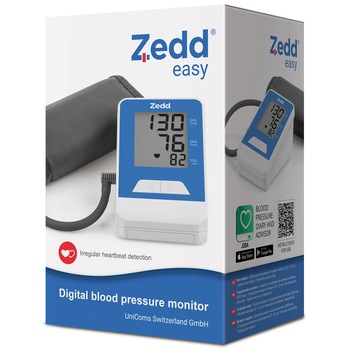 Tensiometru de Brat Zedd Easy, Memorie 90 Masuratori, Detectie Aritmie, Carcasa de Protectie Inclusa