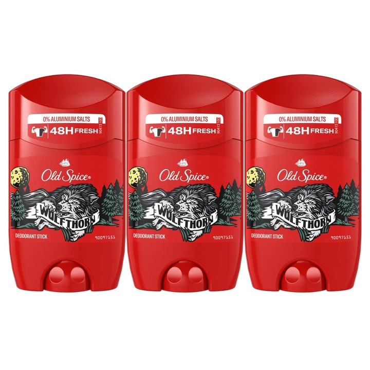 Set 3 x Old Spice Antiperspirant Stick 50ml Wolfthorn, All Day Fresh, Intense Fresh Fragrance, Anti-urme albe, revirgorant, prospetime de durata, protectie 48h