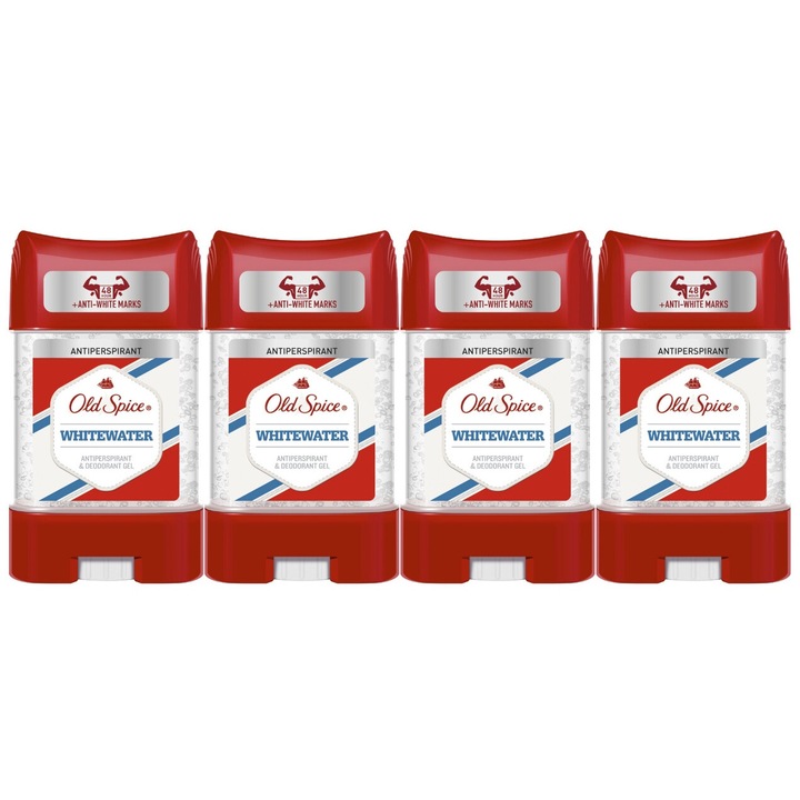 Set 4 x Old Spice Antiperspirant Stick Gel 70ml Men Whitewater, All Day Fresh, Intense Fresh Fragrance, Anti-urme albe, revirgorant, prospetime de durata, protectie 48h