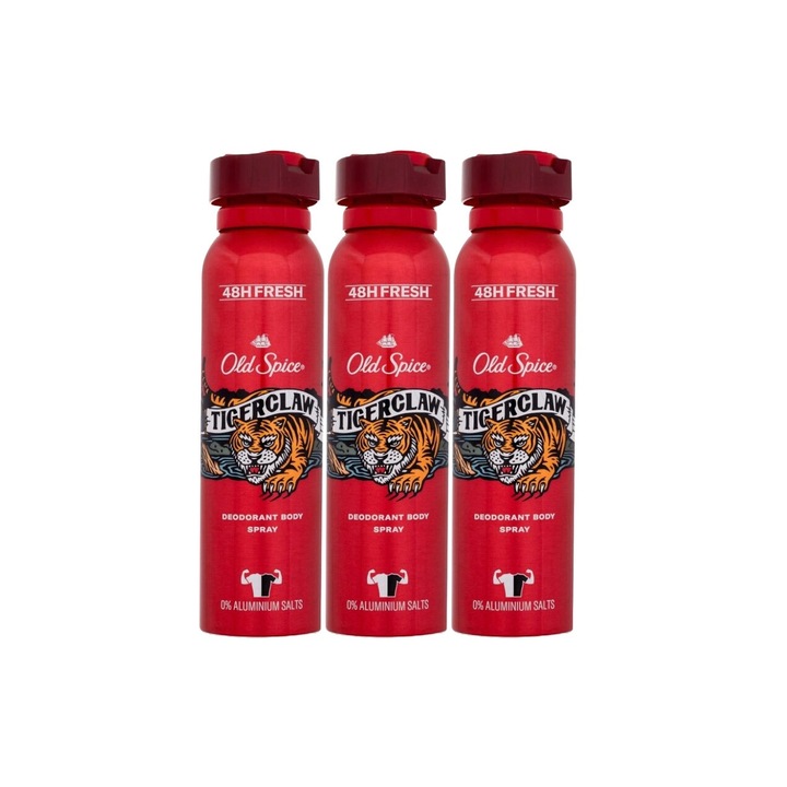3 db Old Spice dezodor, 150 ml-es Férfi Tigriskarom készlet, egész napos friss, intenzív friss illat, fehér foltok ellen, élénkítő, hosszan tartó frissesség, 48 órás védelem