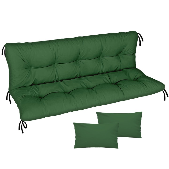 Възглавница матрак за люлка, градинска пейка, за мебели от палети, капитонирана, 2 бр., Зелена, 150x50x50 K+K