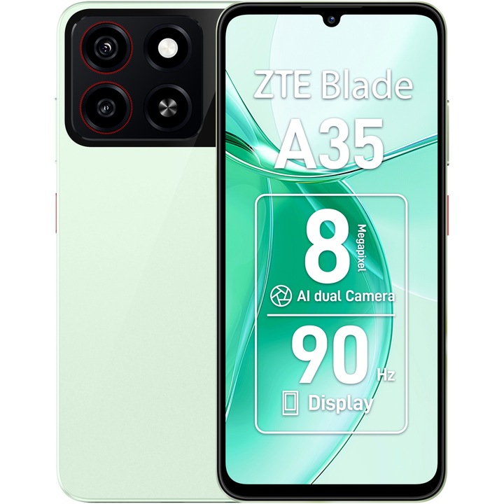 Смартфон ZTE Blade A35, 2GB RAM, 64GB, 4G, Clover Green