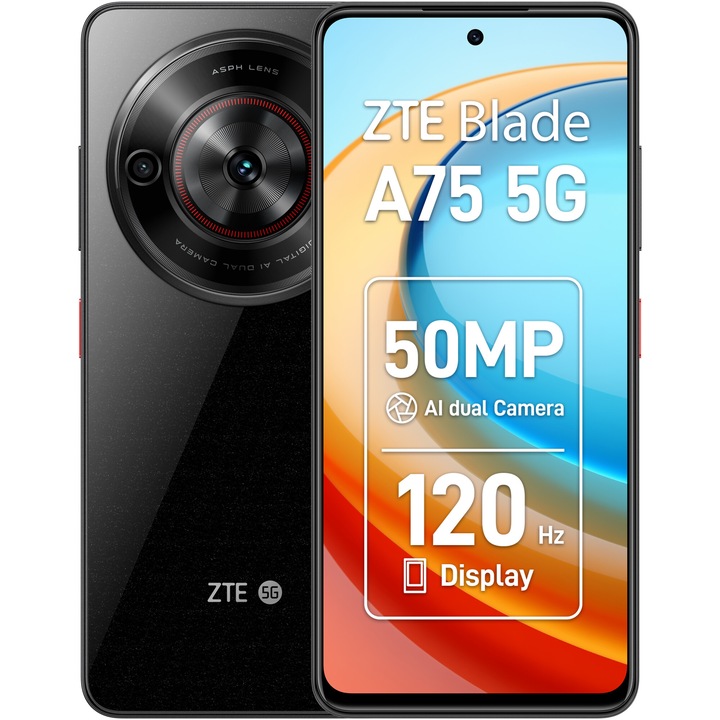 Смартфон ZTE Blade A75 5G, 4GB RAM, 128GB, 5G, Black