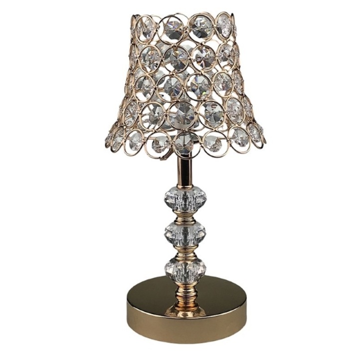 Veioza din metal, cu senzor, cu cristale.14x26 cm