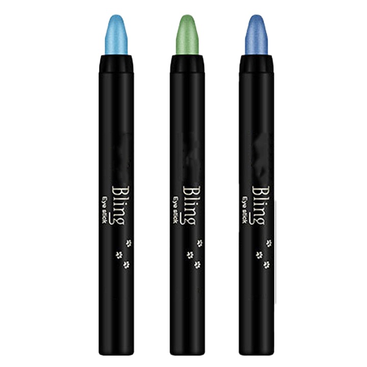 Csillámos krémes szemhéjfesték készlet 3 darabos, fényes, highlighter, tartós, vízálló sminkhez