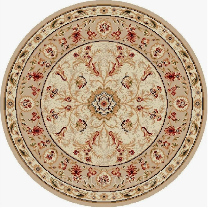 Covor Rotund Model Covorexpert Lotos 523-100, Bej, Crem, Lungime Fir 8 mm, Marime 100 x 100 cm, Antialergic, Polipropilena, Living, Dormitor, Sufragerie, Birou 100 x 100