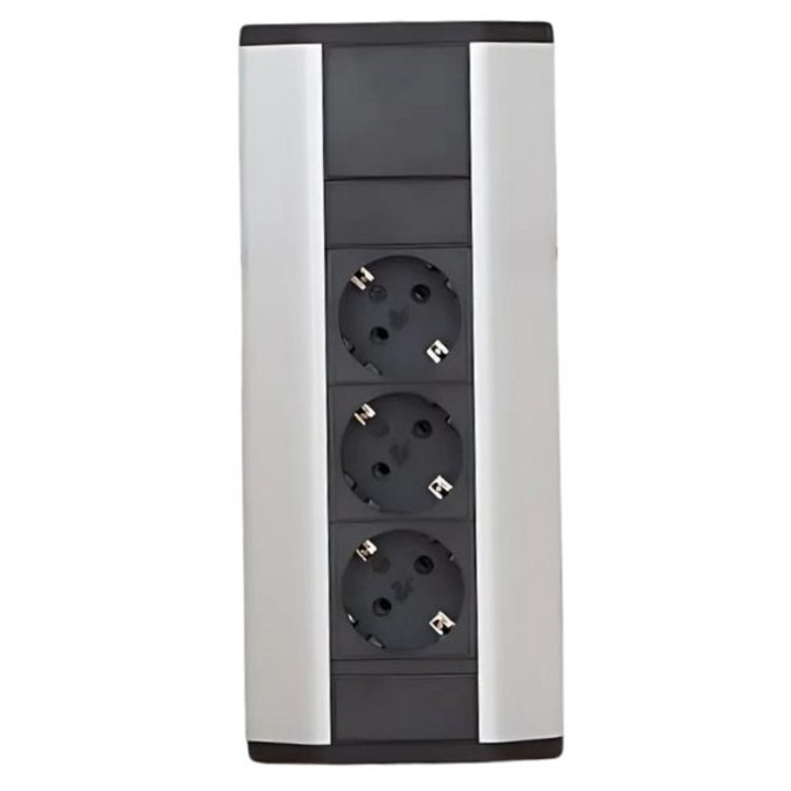 Фасунга, ъглов монтаж, 3 контакта, 250 V, 16 A, сребрист