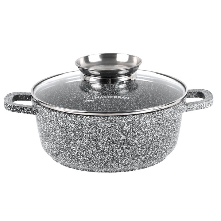 Masterpan Fazék fedővel, minden típusú főzőlappal kompatibilis, fekete/fehér, 24cm, 4,5L