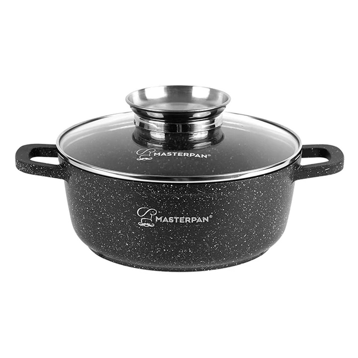 Márvány fazék 26 cm, 5,5 l, fedéllel és aroma gombrendszerrel, Masterpan