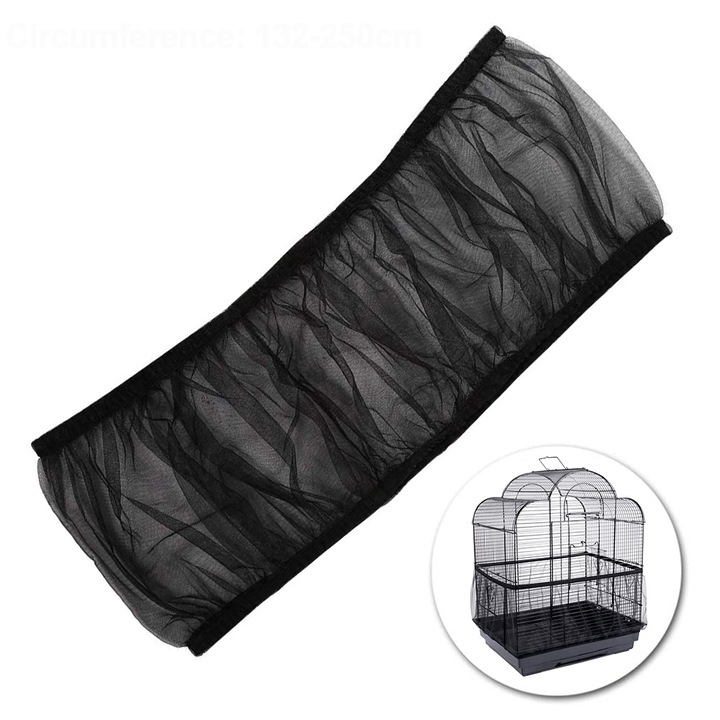 Husa protectie pentru colivie, Nylon, Negru, 132-250x33cm, negru