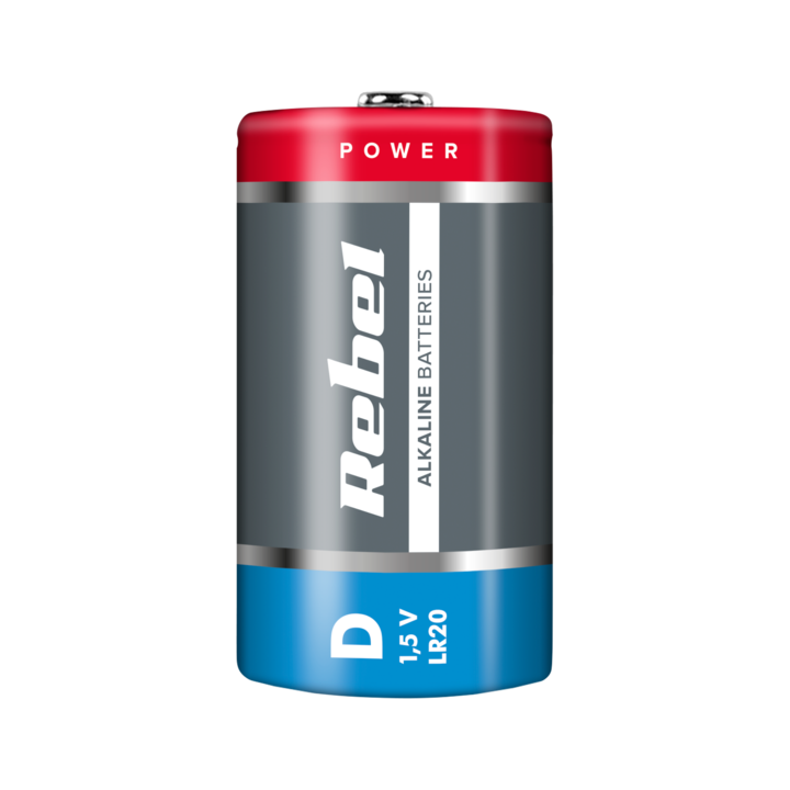 Baterii Alkalice REBEL LR20, 1,5V, set, 61,5x34,2mm