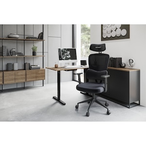 Scaun de Birou SENSE7 VENO, Ergonomic Mesh, Greutate maxima: 120 kg, cu suport lombar, cu tetiera reglabila, cu spatar reglabil (unghi 90-140°), rotativ, cu mecanism fluture, cu cotiere reglabile, Negru