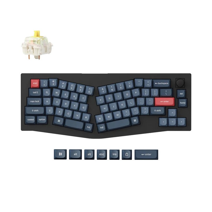 Безжична механична клавиатура Keychron V8 Max Alice Layout QMK/VIA, Hot-Swappable, 2.4GHz, Bluetooth 5.1, USB-C, Gateron Jupiter Banana, черна