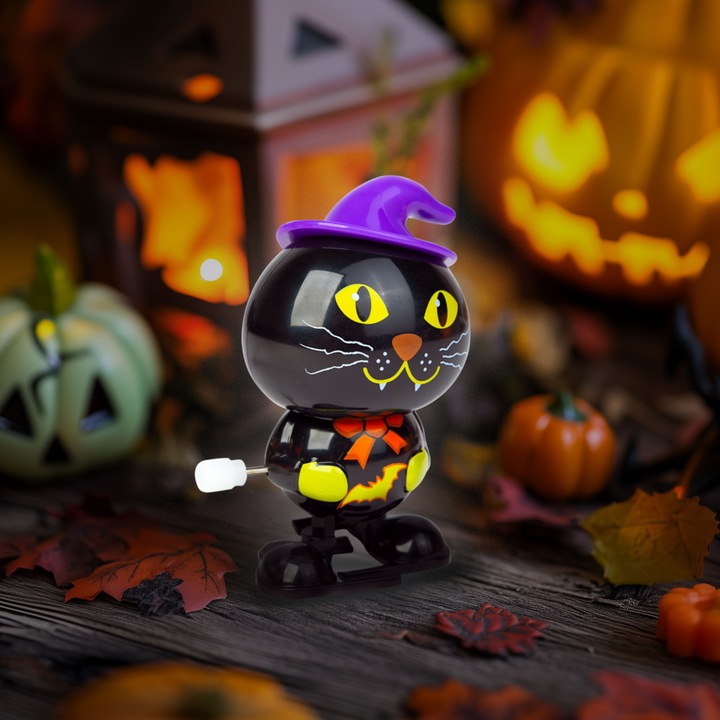 Bewello Halloween-i Felhúzható ugráló macska - 7 x 5 x 4 cm 56563c