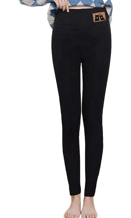 Colanti termici dama, AMRINUGL, poliester, talie inalta, opaci, negru, XL INTL