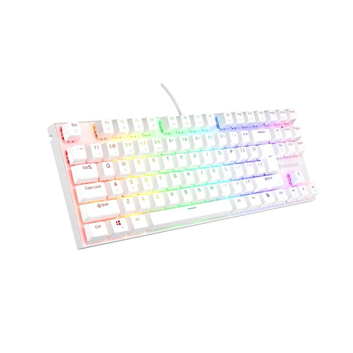 Геймърска клавиатура Genesis Thor 303 TKL, Бял, USB