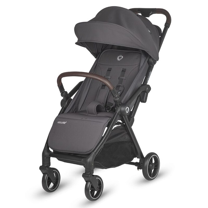 Carucior sport pentru bebelusi Coccolle Arella, Pliere automata, Roti detasabile, Spatar reglabil, Anti UV, Centura de siguranta in 5 puncte, Copertina extensibila, Sarcina maxima 22 kg, Dark Pearl