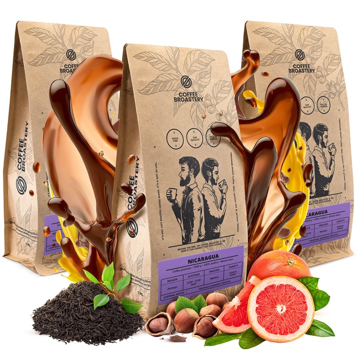 Kávé Szemes Kávébab, Coffee Broastery Nicaragua Colibrí Azul, Kávé Frissen Pörkölt Premium, Arabica, 3x1kg