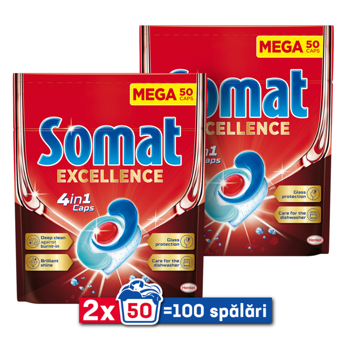 Somat Excellence 4in1 mosogatógép kapszula, 100 mosás, 2 db