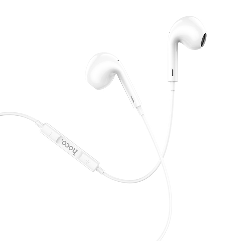 Casti cu Mufa Type-C, Hoco M101 Crystal Joy, Compatibile iPhone 17/16/15 si Android, 1.2m, Microfon si Control volum, Alb