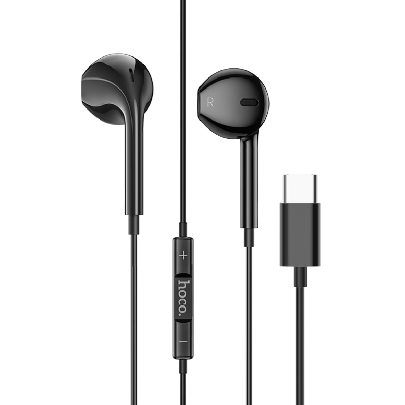 Casti cu Mufa Type-C, Hoco M101 Crystal Joy, Compatibile iPhone 15/16 si Android, 1.2m, Microfon si Control volum, Negru
