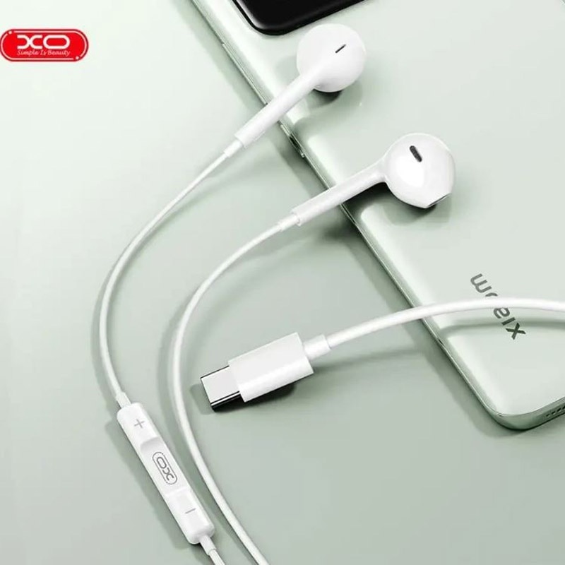 Casti cu Mufa Type-C, XO-EP72, Compatibile iPhone 15/16 si Android, 1.2m, Microfon si Control volum, Alb