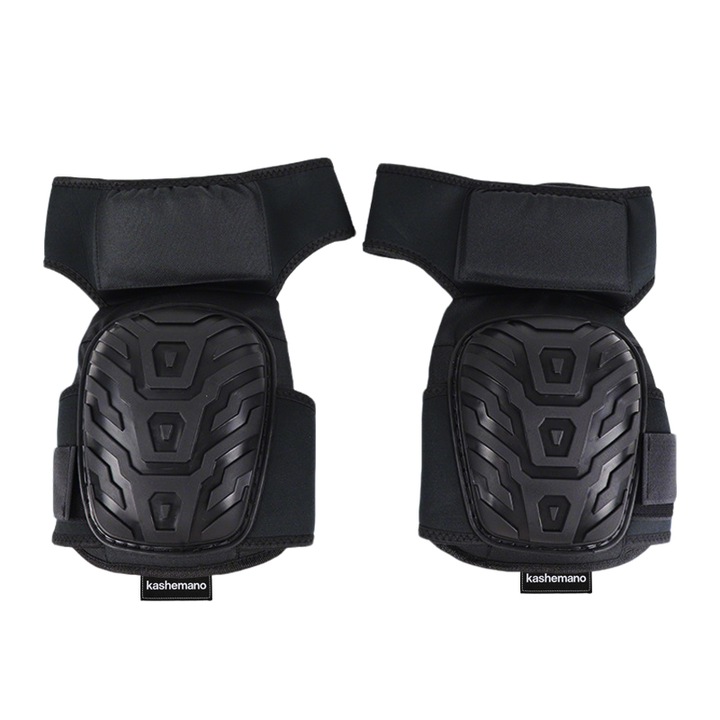 Genunchiere profesionale pentru munca, kashemano, protectie genunchi, captuseala din gel si spuma, cap anti-alunecare, curele ajustabile, set, negru