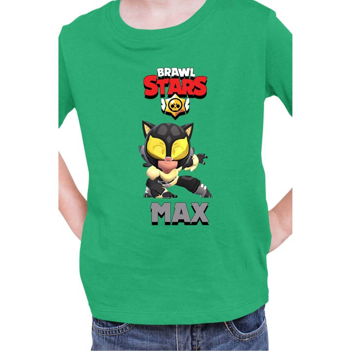 Gyerek póló Brawl Stars Tralala Max Panther, Zöld