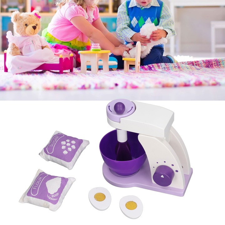 Fából készült gyerek mixer szett, Jormftte, 16.5x9x7cm, oktató, interaktív