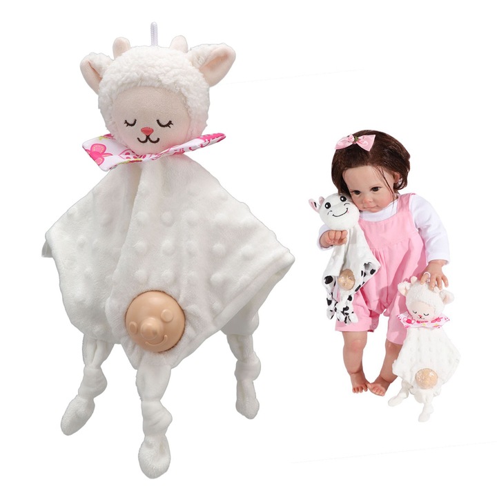 Jormftte baba biztonsági takaró, állatmintás, plüss anyag, 30cm, 3 hónaposnál idősebb gyermekek számára