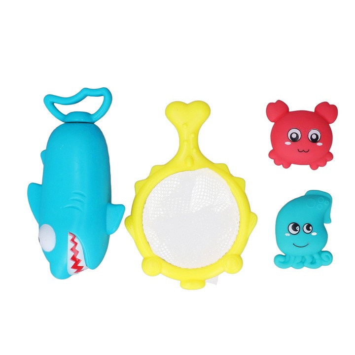 Jormftte, 4 darabos, többszínű, vizet spriccelő, nyomkodható fürdőjáték készlet gyerekeknek