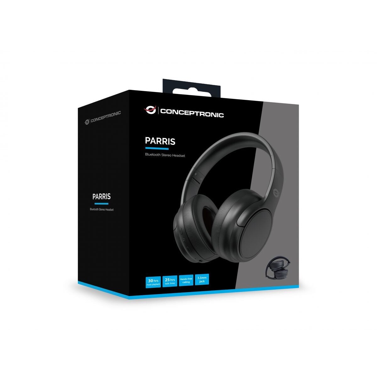 Casti Bluetooth Conceptronic PARRIS03B, microfon, negru, 3.5mm